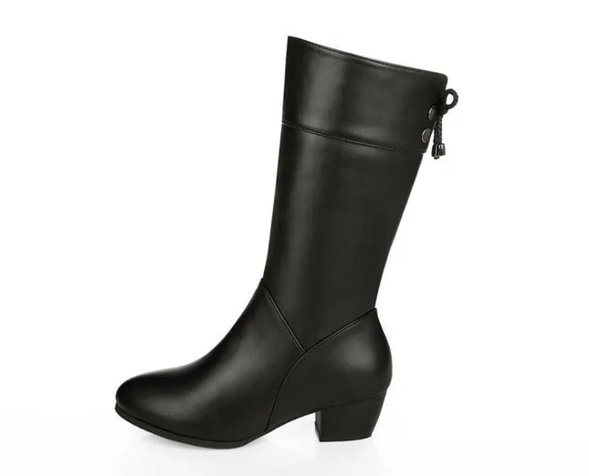 2025 Mid Calf Boots for Women Shoe Outdoor Ladies Footwear Size 34-42 Winter Fuzzy Motorcycle Boots Fashion Outdoo Black Botas