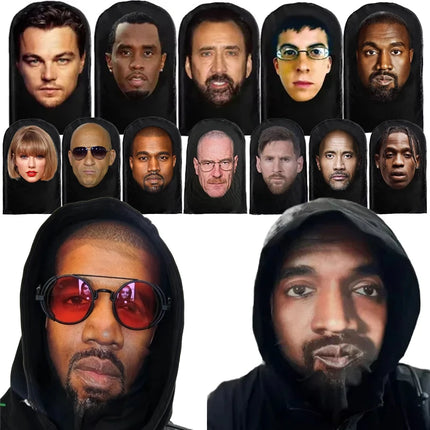 3D Printed Elastic Mesh Full Face Visual Mask Hood Simulation Kanye Kobe Headwear Mascaras Halloween Party Supply Cosplay Props