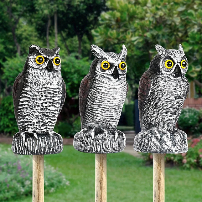 Realistic Solar Fake Owl Decoy Plastic Owl Scarecrow Sculpture with Red Flashing Eyes and Sound For - product image 2