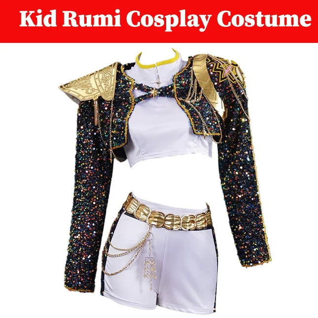 Kid Girls  Cosplay Kids Black Gloden Costume Chid Disguise Performance Roleplay Uniform Halloween