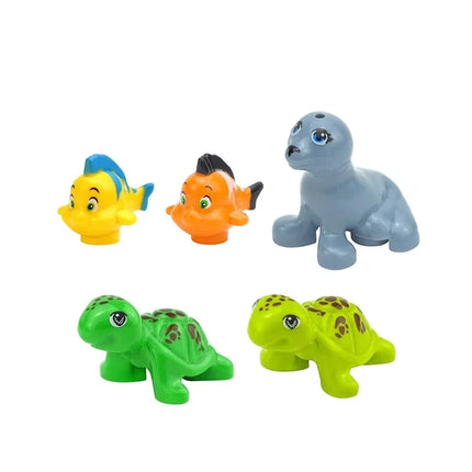 MOC Animal Scene Building Blocks Cats Dogs Sheep Pigs Chickens Eagle Parrots Dolphin Zoo Fram Accessories DIY Toys Bricks T14