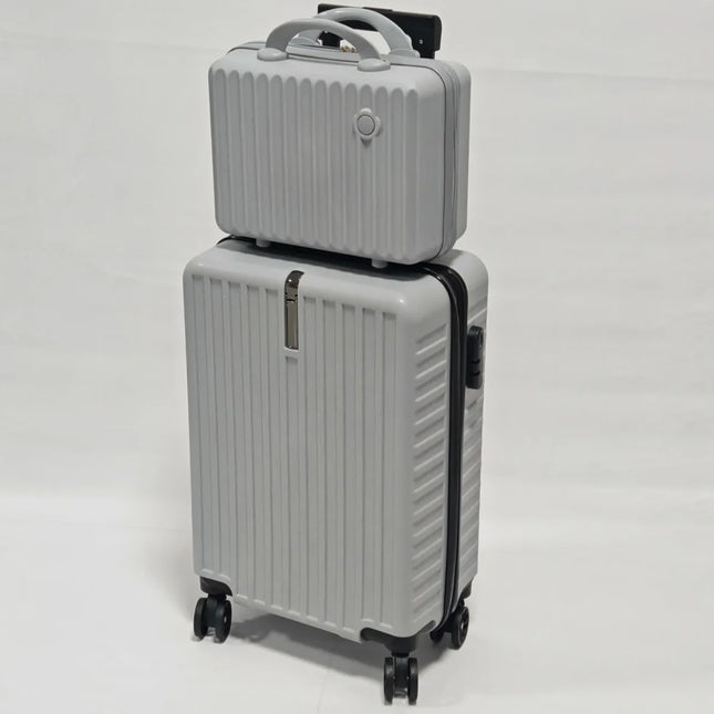 2-Piece Set, 20inch Rolling Luggage and Suitcase Combination, Pp Anti-Drop and Pressure-Resistant Hard Shell Material, Layered Storage, Zipper Closure