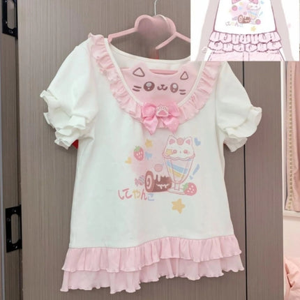 Y2k Cutecore Summer Women Korean Japan Harajuku Short Sleeve Egirl Anime T-shirts Aesthetic Oversized Kawaii Tshirt Tops Clothes
