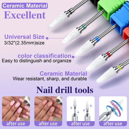 1Pcs Ceramic Nail Drill Bits Flame Cutters for Manicure Electric Pedicure Nail Bits Gel Polish Remover Files Bur Nail Accessorie