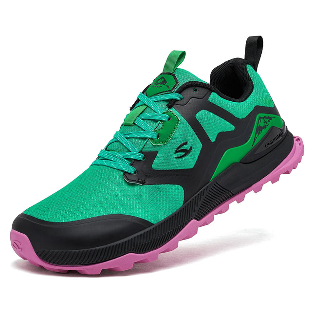 HOBIBEAR Unisex Hiking Shoes Women Men Trail Running Outdoor Sneakers Artificial Leather Non Slip Lace-Up Walking Shoes