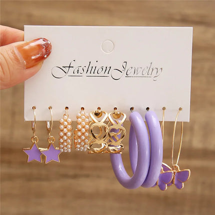 YOBEST Big Gold and Silver Color Heart Earrings for Women, Butterfly Dangle Earring Set, Female Jewelry Gifts, New Fashion, 2025