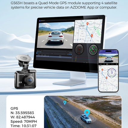 AZDOME Dash Cam GS63H 4K Built-In GPS Wi-Fi Dash Car Camera with Starvis 2.4" Screen WDR Night Vision Car DVR Parking Monito