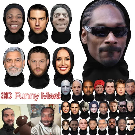 Realistic 3D Mask Full Face for Women Man Cosplay Accessories Mascaras Halloween Masquerade Mesh Headgear