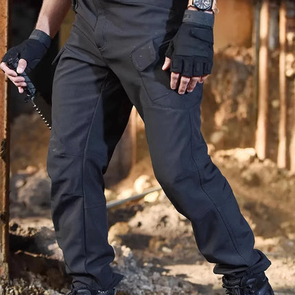 2025 Flap Pocket Men's Fleece Straight Leg Cargo Pants, Loose Casual Tactical Pants, Mens Work Pants for Hiking Climbing