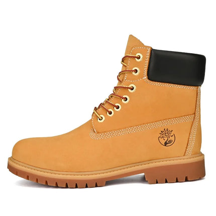 Men High Top Boots Premium Women Leather Shoes Fashion Outdoor Lace Up Anti Slip Ankle Boots Waterproof Non Slip Hiking Footwear