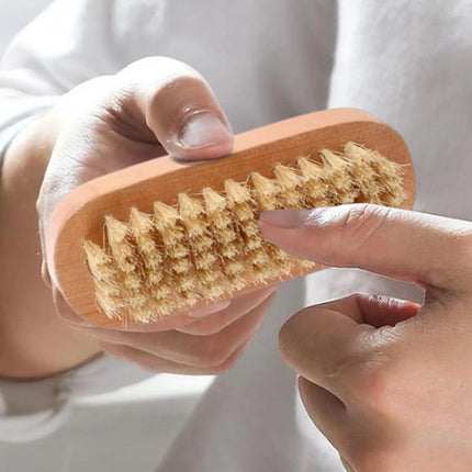 Nail Brush Wooden Reusable Boar Bristles Manicure Double-Sided Nail Cleaning Brush for Women Men Adults Elderly Teens Home