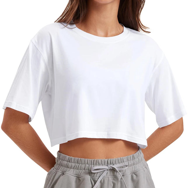 Harajuku Shirt Lustige Y2K Damen Crop Tops Lässige Weibliche Weiße Crop Tops T-shirt Rundhals Kurz Loose Tees Sommer Streetwear