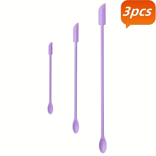 3pcs Reusable Silicone Spatulas, Eco-Friendly Cosmetic Jar Scrapers, Portable for Makeup Skincare, Easy Clean Travel Tool