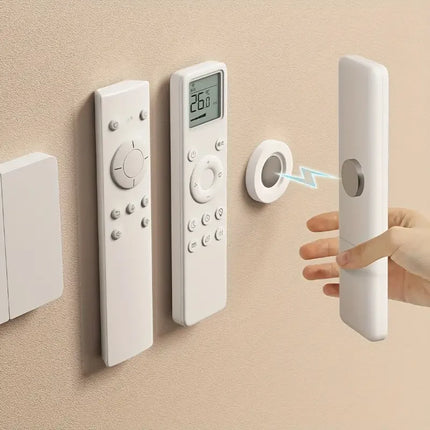 3pcs No Drill Magnetic Remote Holder - Wall Mount for TV/AC/DVD Remotes, White Space-Saving Design - product image from BSM M