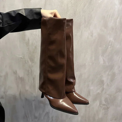 New Western Cowboy Boots Women Fashion Slip-On Long Pipe Boots Female Sexy Thin High Heel Trend Knee High Botas 2025