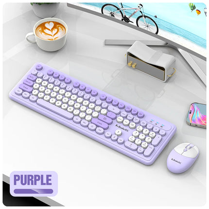 K-Snake WK200 Wireless Keyboard Mouse Set Cute Punk Keycap USB Wireless Business Keyboard Mouse Set Laptop Typing - product i
