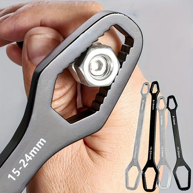 1pc Universal Double Ended Wrench, Self-Tightening 3-17mm Screw Nuts Repair Wrench, Double-Headed