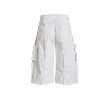 Men's Punk Gothic Lace Up Cargo Shorts High Street Ruched Bermuda Short Pants Adjustable Straps Drawstring Hem