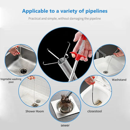 60cm Spring Pipe Dredging Tools, Drain Snake, Drain Cleaner Sticks Clog Remover Cleaning Household For Kitchen - product imag