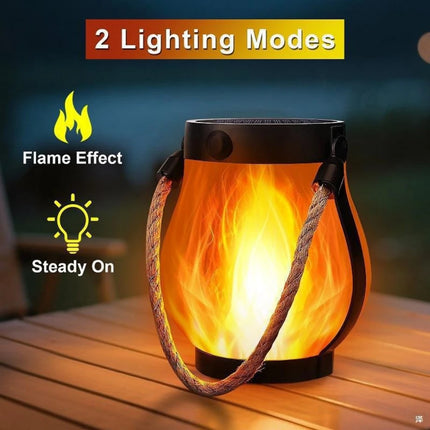 Solar Flickering Flame Lights Hanging Solar Powered Lantern Patio Porch Garden Decoration Camping Light Outdoor Table Decor