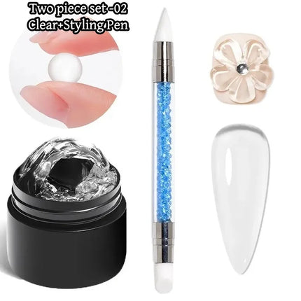 3D Nail Gel, Non-Sticky Hard Long-Lasting Overlay, Creates 3D Bow Geometric Letter Shapes, Salon Quality, Soluble Residue-Free A