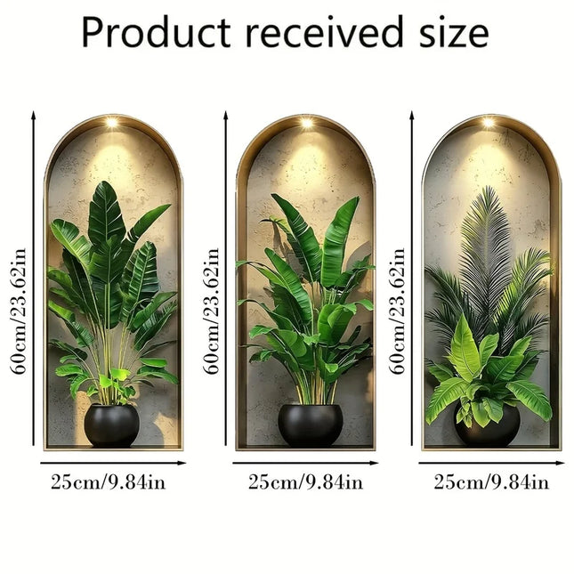 2D Watercolor Plant Wall Stickers - Realistic Potted Plants Decor, Self-Adhesive Vine Leaves For Living - product image 6