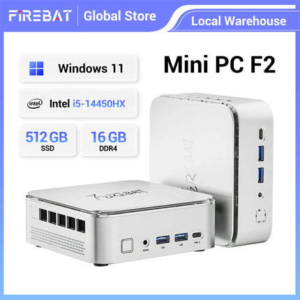 Firebat F2 Mini Pc Intel I5 14450Hx Ddr4 16Gb Ram M.2 Pcie 512Gb Ssd Wifi 6 Bt 5.2 1000m Lan Windows 11 Desktop Computer