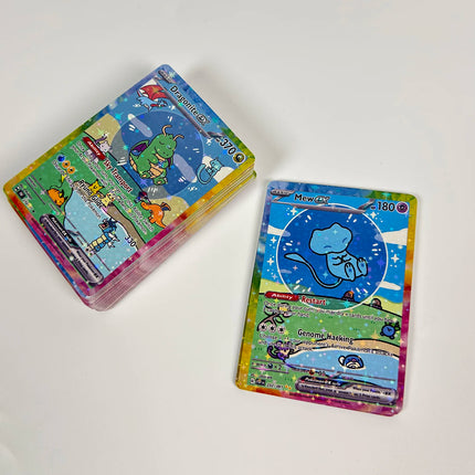 Shiny 55Pcs Cute DIY Card Proxy Pokemon My bubble friends Holographic Anime Version Classical Collection Cards Eevee Charizard