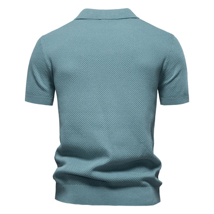 AIOPESON Men's Summer Breathable Polo Shirt Short Sleeve Solid Color Casual Polo Shirts for Men Lightweight Stretch Polo ﻿
