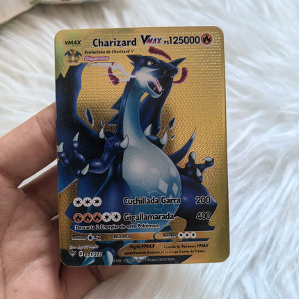 999999 Points HP Pokemon Metal Card Charizard Golden Metal Super Cards English Card Mewtwo Vmax Mega Anime Game Collection Gifts