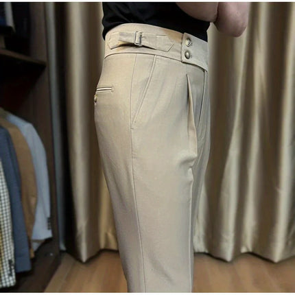 British Gentleman High Waist Trousers Trendy Italian Business Casual Straight Non-ironing Fashion Ruffian Handsome Casual Pants