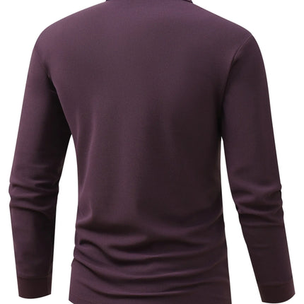 Men's Solid Color Long Sleeved Polo Shirt Spring and Autumn New Product Simple Exquisite Loose and Casual Men's Top