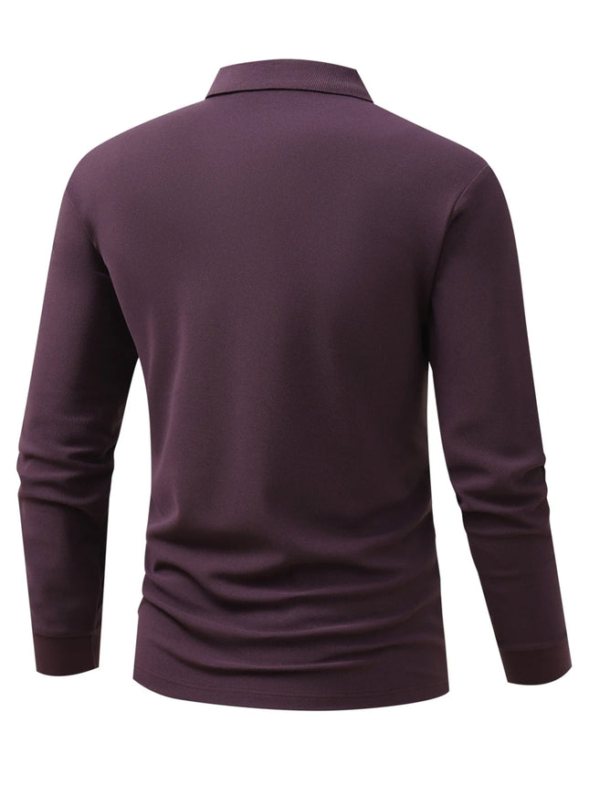 Herren Einfarbiges Langarm-Poloshirt Frühling und Herbst Neues Produkt Schlichtes Exquisites Lässiges Herren-Oberteil
