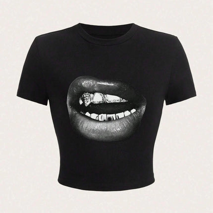 2026 Summer Casual Minimalist LA Hand Sign Hip Hop Print Short Sleeve Women's T-shirt Crop Top Tee Y2k Ladies Clothes Female Tee
