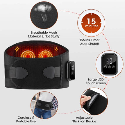 New Upgrade Electric Heating Waist Massager Support Belt Vibration Infrared Hot Compress Brace Belt Back Relax 3 Gear Adjustment