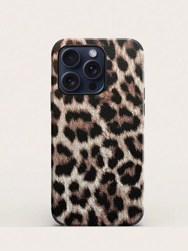 Leopard Print PU Leder Anti-Fall Handyhülle für iPhone 17 16 15 14 13 12 11 X XS XR XSMAX 7 8 Air Pro Max Plus Luxus Hülle