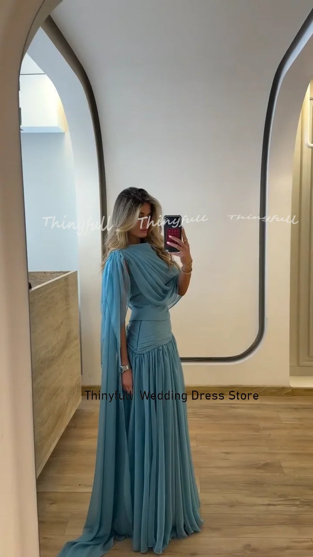 Thinyfull A-Linie Arabisches Ballkleid Ärmelloses Chiffon Holiday Style Kleid 2026 Langes Festliches Abendkleid Robe De Soirée Maßgeschneidert