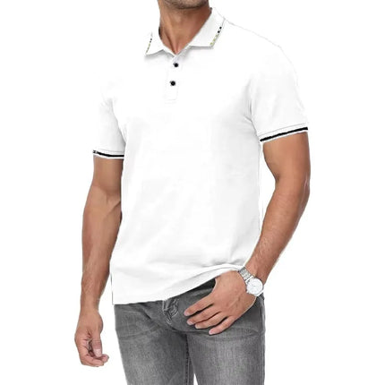 New Men's Short Sleeve Polo Shirt Summer Male Contrast Oversized T Shirt Breathable Shirts Lightweight Streetwear Gym Tops