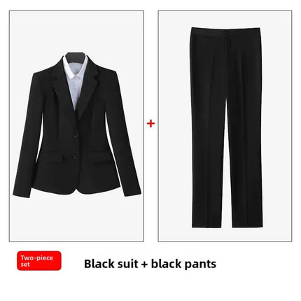 Women Suit Set Spring Summer Office Blazer Skirt Formal Workwear Hotel Receptionist Outfit