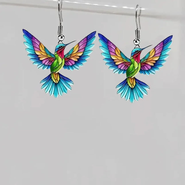 FTCY Acrylic Hummingbird Earrings For Women Retro Style Colorful Bird Drop Earrings Women's Jewelry Gifts - product image 6