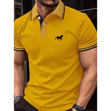 New men's T-shirt, Classic short-sleeved Polo shirt, Summer Casual top, button-down Lapel T-shirt, Oversized S-2XL Casual Polo S