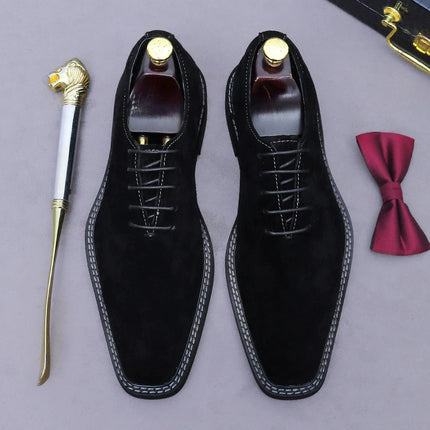 Men Suede Oxford Wedding Dress Party Shoes Brown Black Genuine Leather Casual Handmade Footwear For Men