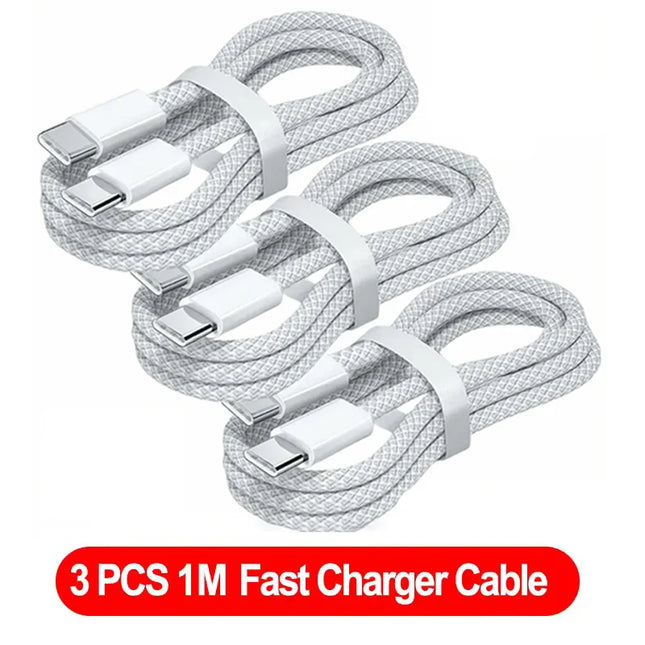 3PCS Fast Charger Cable Compatible with iPhone 17/16/15 Samsung Xiaomi Huawei USB-C to USB-C Charging Data Cable - product im