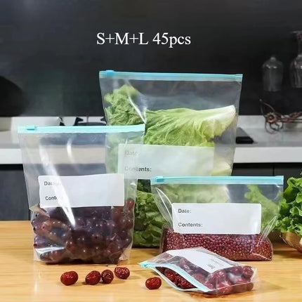 Zipper Seal Food Storage Bags Extra Thick Reusable Leakproof Microwave Friendly Freezer Safe for Fridge Food Sorting Keep Fresh
