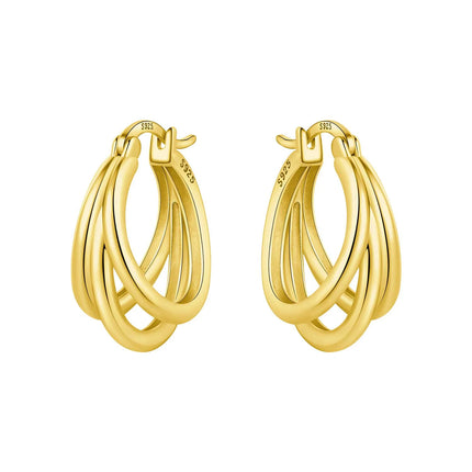 Original 2026 S925 Sterling Silver Zircon 18K Gold Lining Vintage Hoop Earrings for Women Birthday Party Wedding Gift Jewellery
