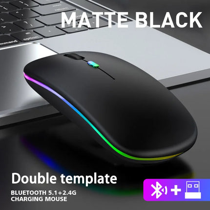 Wireless Mouse 2.4GHz Bluetooth Rechargeable Mouse Quiet Ergonomic Gaming Mouse With USB Backlight 1600DPI Mouse - product im