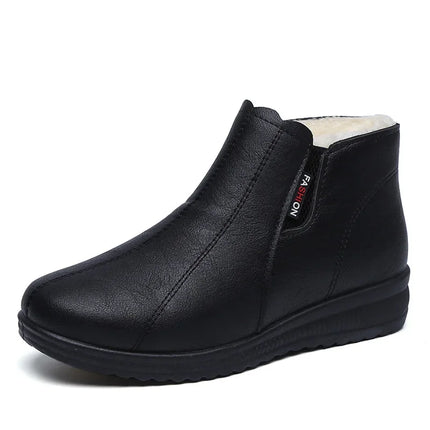 Hot Selling Soft Leather Women Shoe Winter Soft Soled Midd-leaged Elderly Ankle Boot Mom Cotton Plush Women Boot Leather Shoes
