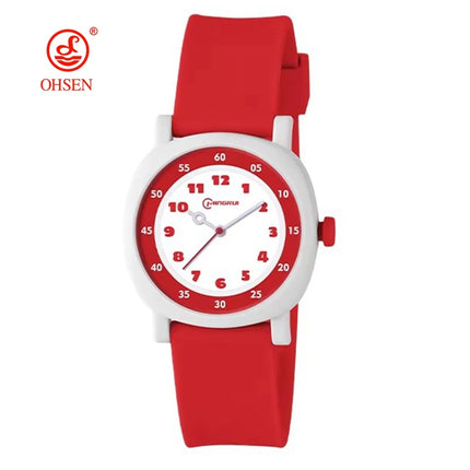 OHSEN Kids Sport Watches 30M Waterproof Pink Silicone Quartz Wristwatch Children Watch For Boys Girls Gifts