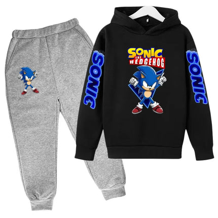 Kids New Supersonic Clothing Jogging Blue Sweatshirt Top Coat+Pants Two-piece Hoodie Boys Girls3-12Yrs Clothes Casual Sports Set