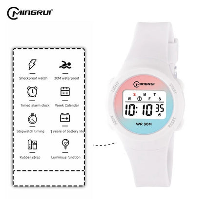 Kids Sport Watches Alarm Stopwatch Children Digital Watch For Boys Girls 30M Waterproof Pink Student Electronic Wristwatch